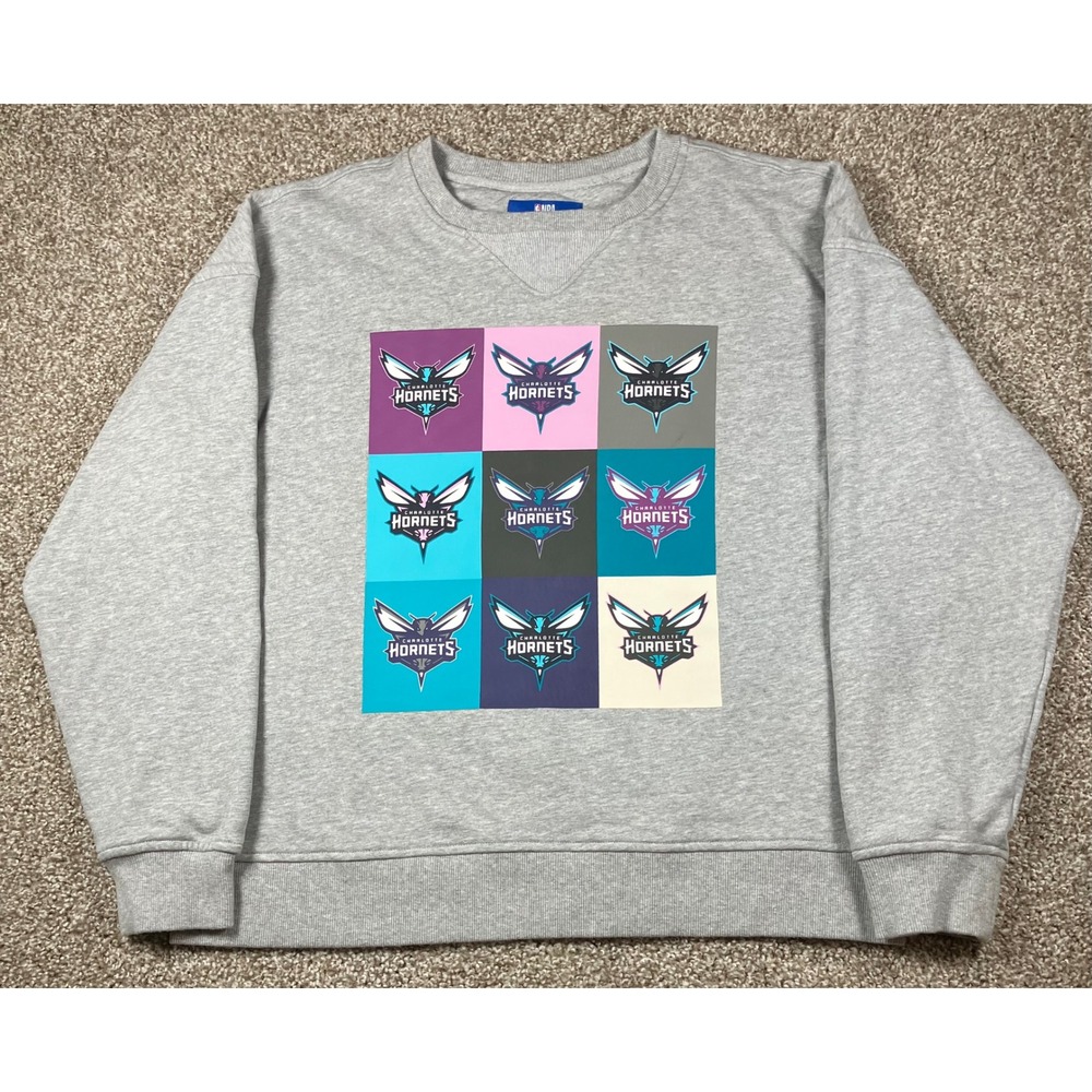 NBA Charlotte Hornets Terez Mens Gray Graphic Crewneck Sweatshirt Large 2962
